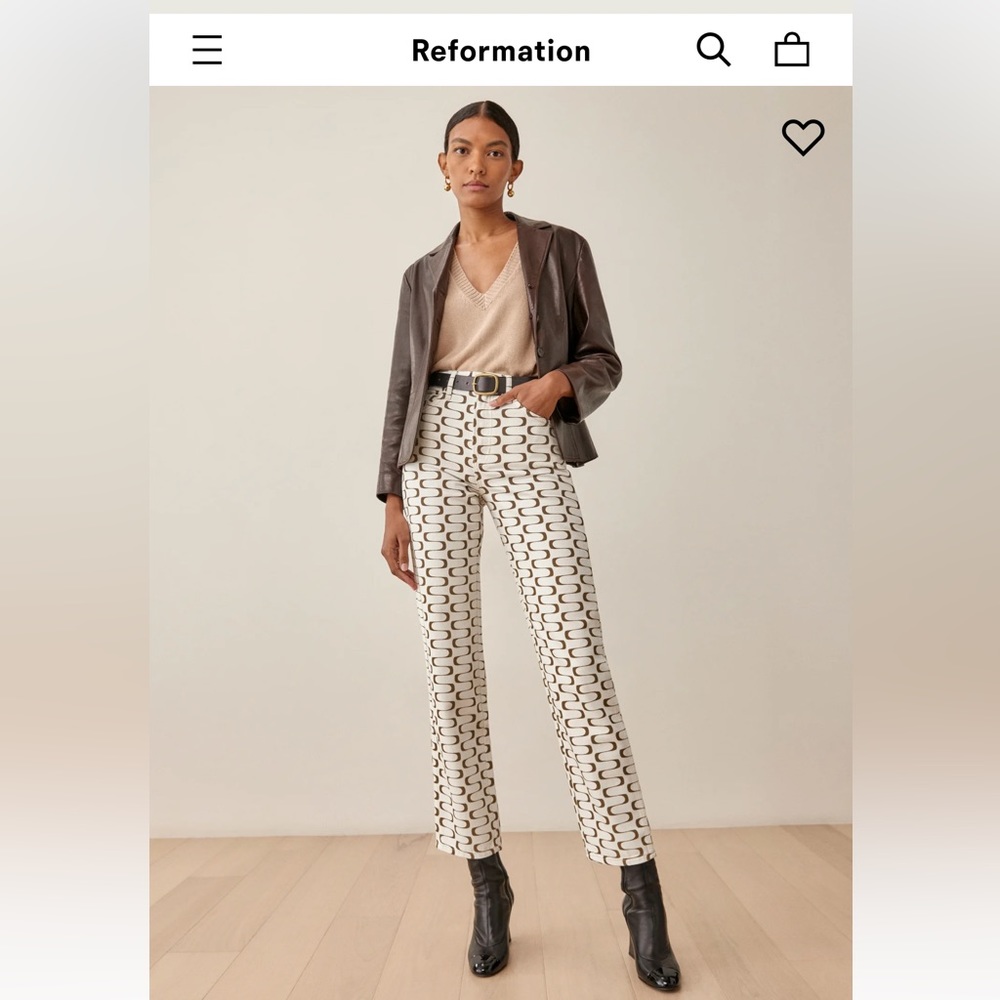 Reformation modern high rise straight jeans 70s print